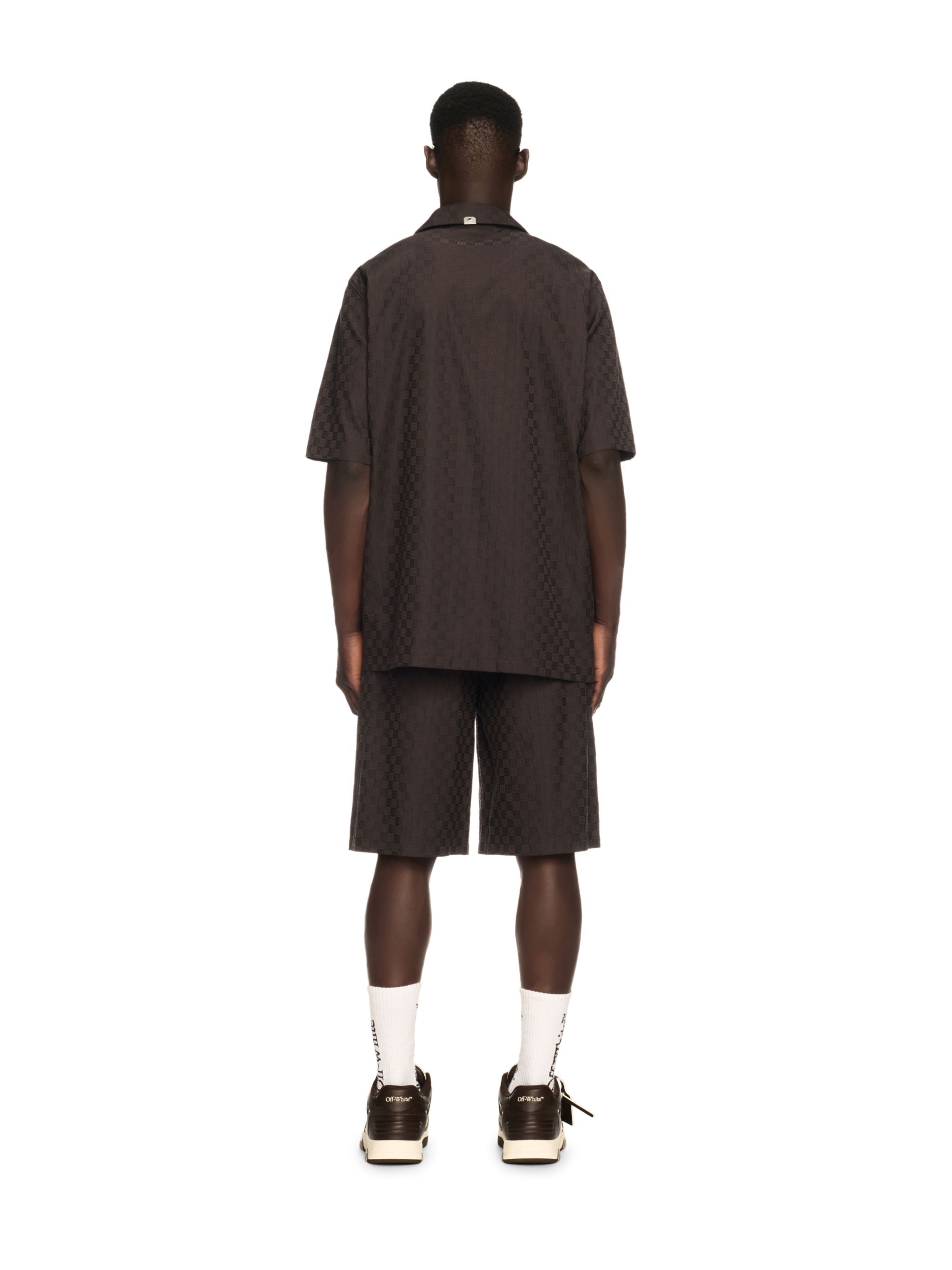 OFF WHITE Chocolate Jacquard Check Bowling Shirt BROWN OMGG013S25FAB004