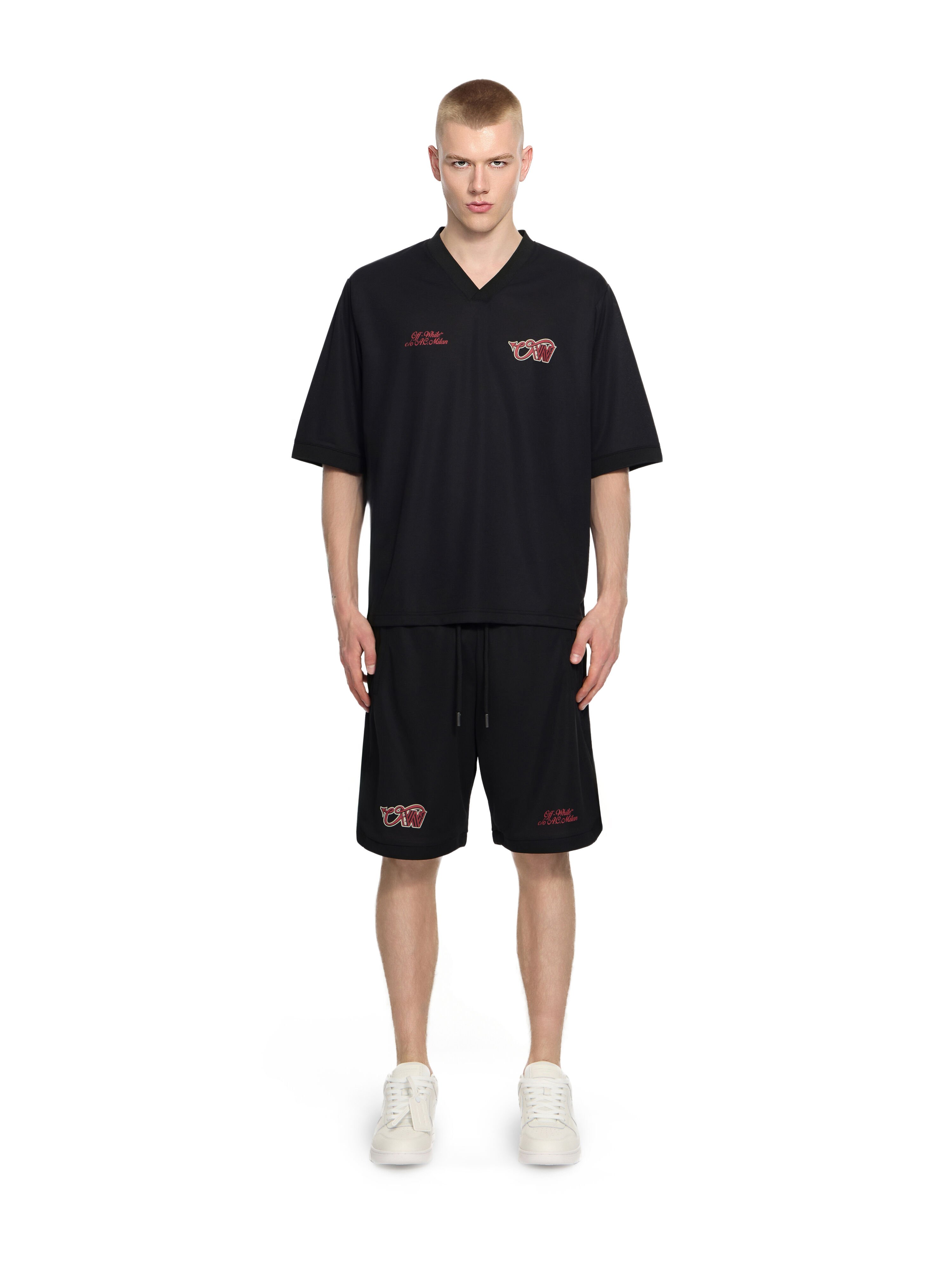 OFF WHITE Off-White™ c/o AC Milan Tech T-Shirt BLACK RED 44MAA16QG25F001