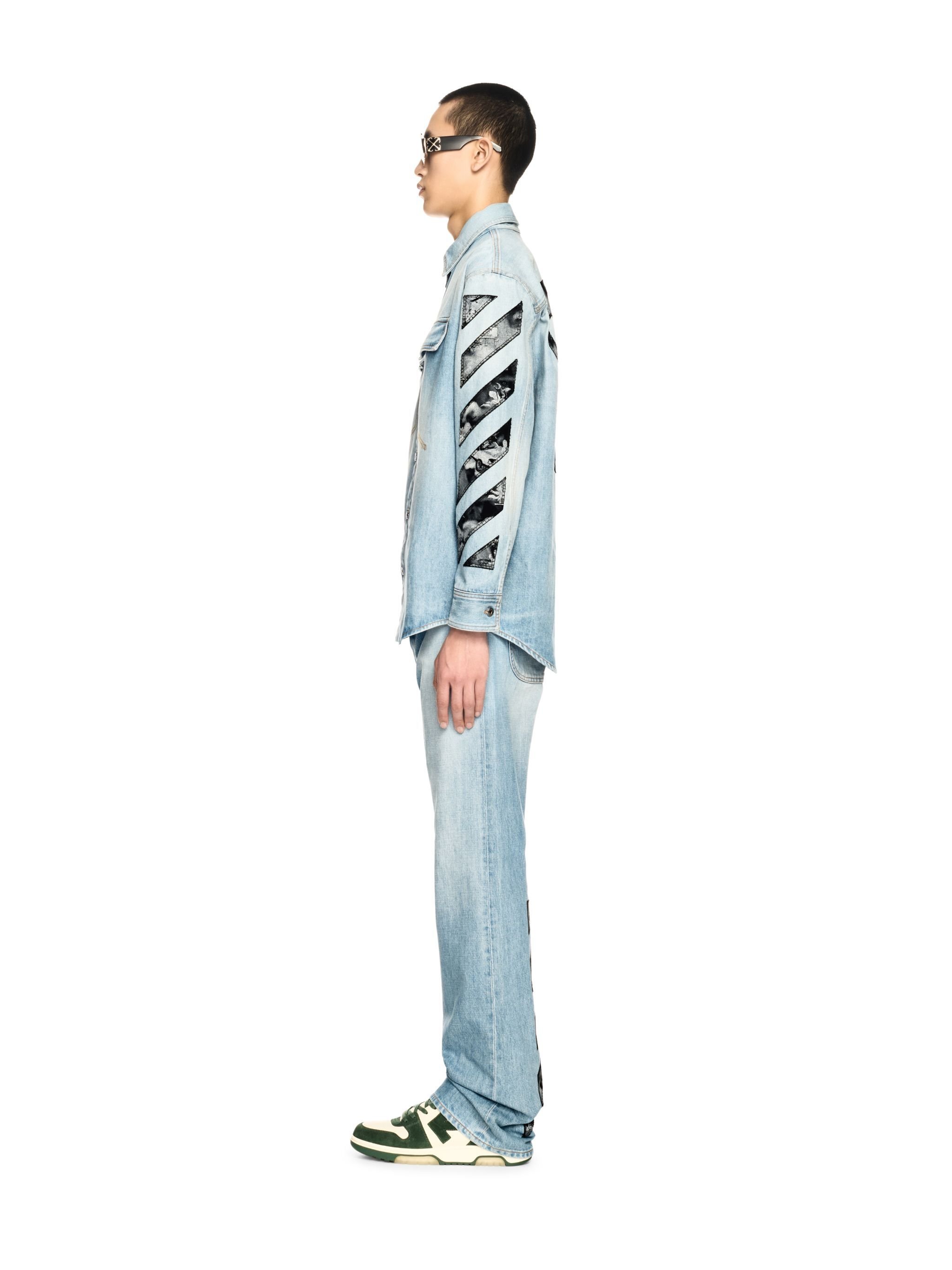 OFF WHITE Blue Diagonal Fresco Arrow Military Shirt BLUE OMYD05HS25DEN001