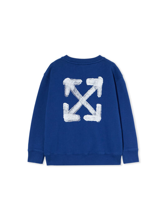 OFF WHITE Arrow Sponge Crewneck Logo Sweatshirt BLUE - WHITE OBBA001F25FLE003