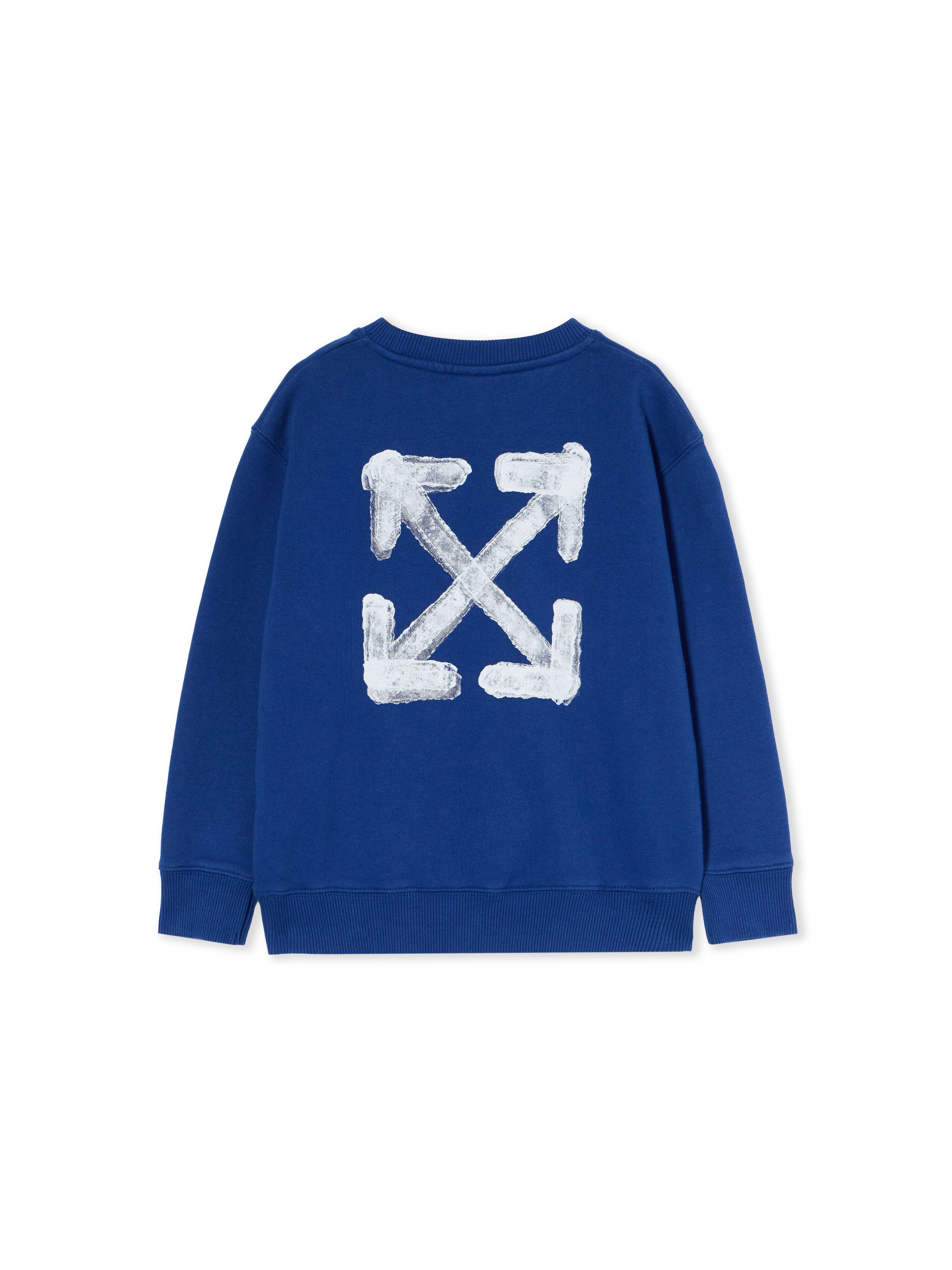 OFF WHITE Arrow Sponge Crewneck Logo Sweatshirt BLUE - WHITE OBBA001F25FLE003