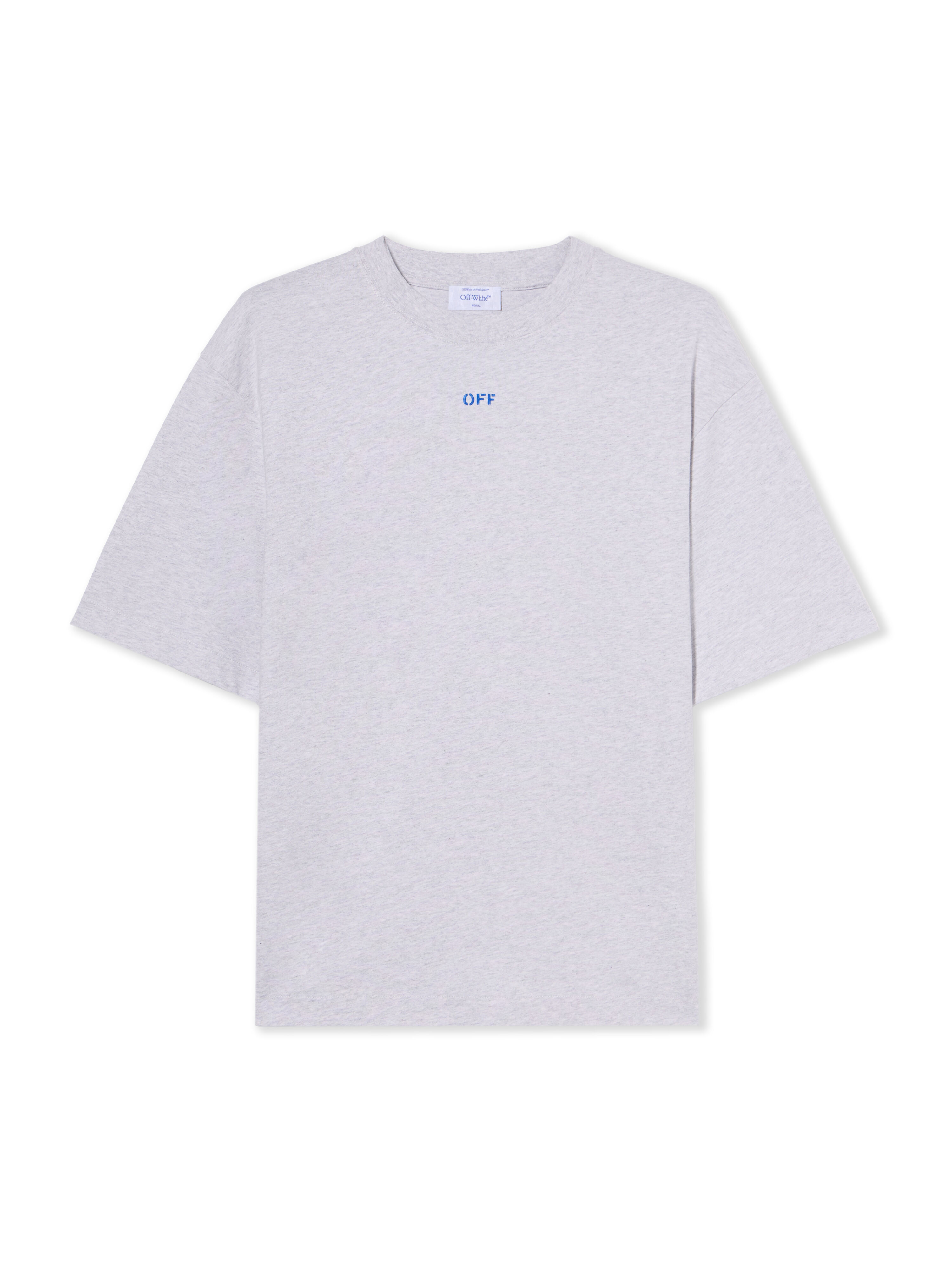 OFF WHITE Stencil Arrow Skate Logo T-Shirt GREY MELANGE - NAUTICAL BLUE OMAA120F25JER00D