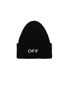 OFF WHITE OFF STAMP LOOSE KNIT BEANIE BLACK WHITE OMLC030C99KNI001