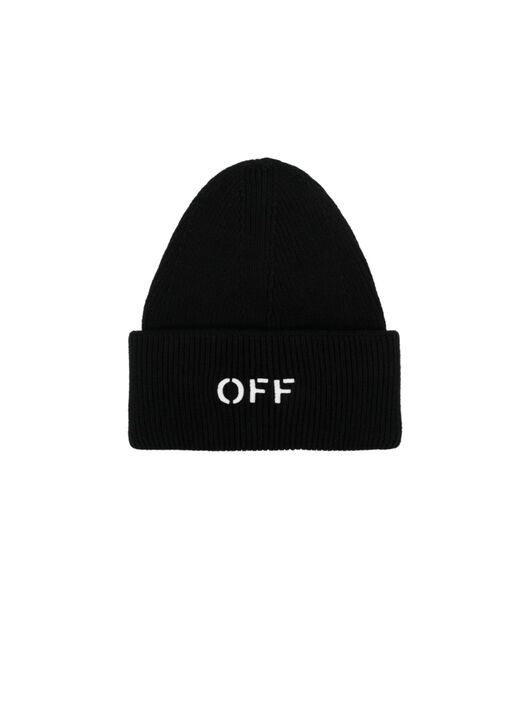 OFF WHITE OFF STAMP LOOSE KNIT BEANIE BLACK WHITE OMLC030C99KNI001