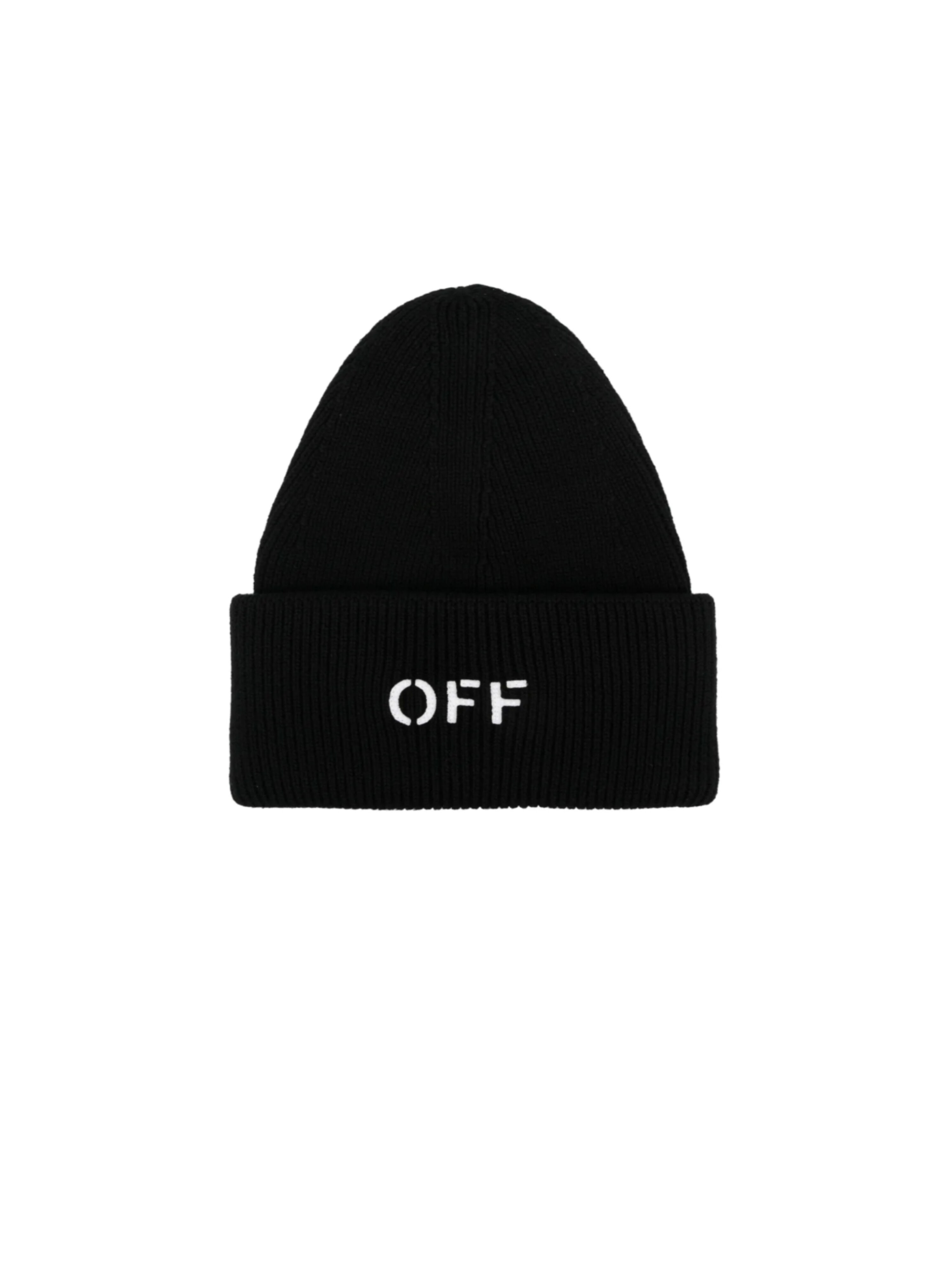 OFF WHITE OFF STAMP LOOSE KNIT BEANIE BLACK WHITE OMLC030C99KNI001