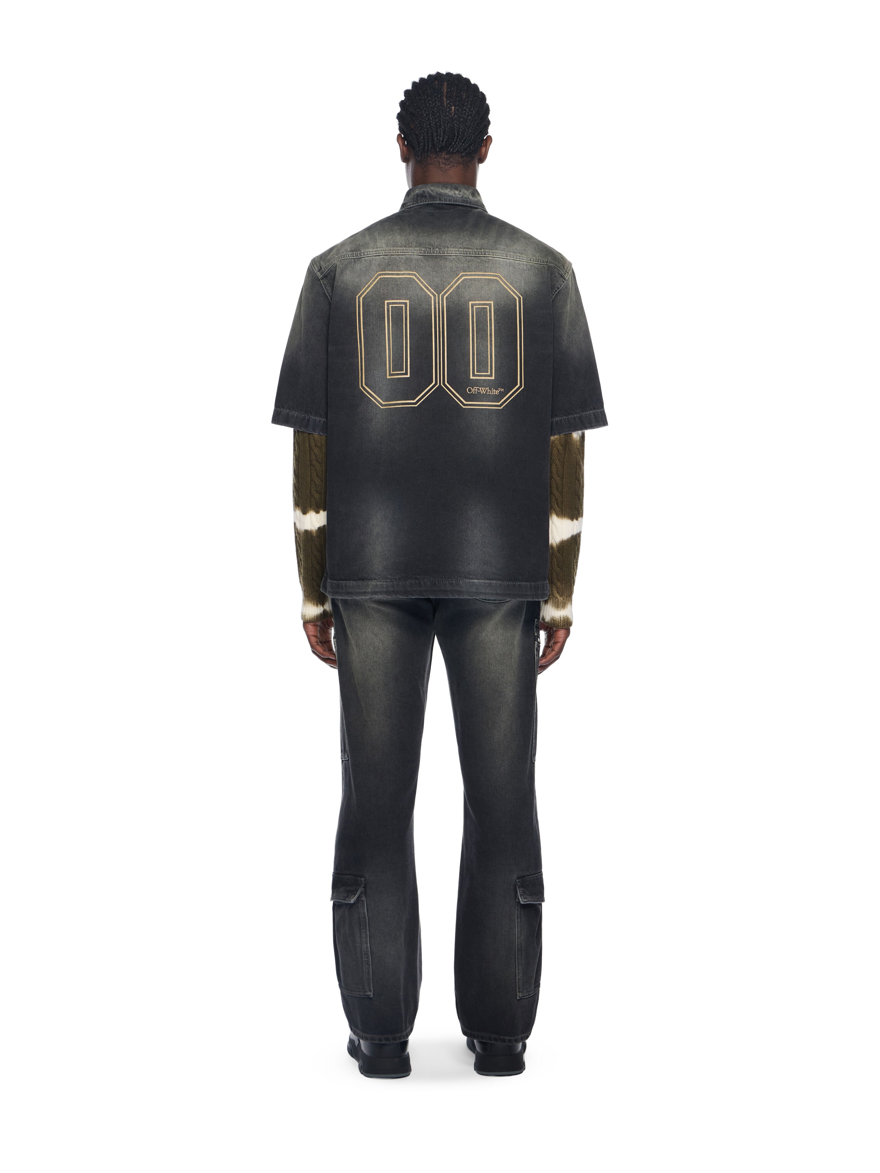 Denim Zip Bowling Shirt OFF WHITE Denim Zip Bowling Shirt DIRTY BLACK - FROZEN DEW OMYD05QF25DEN001