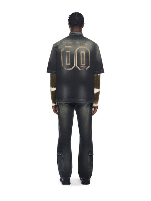 Denim Zip Bowling Shirt OFF WHITE Denim Zip Bowling Shirt DIRTY BLACK - FROZEN DEW OMYD05QF25DEN001