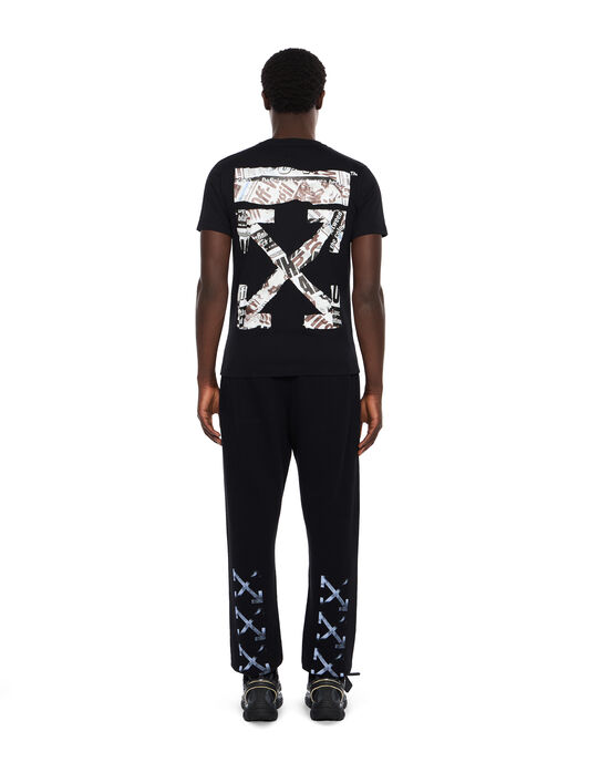 OFF WHITE Newspaper Arrow Slim Logo Tee BLACK - WHITE OMAA027F25JER005