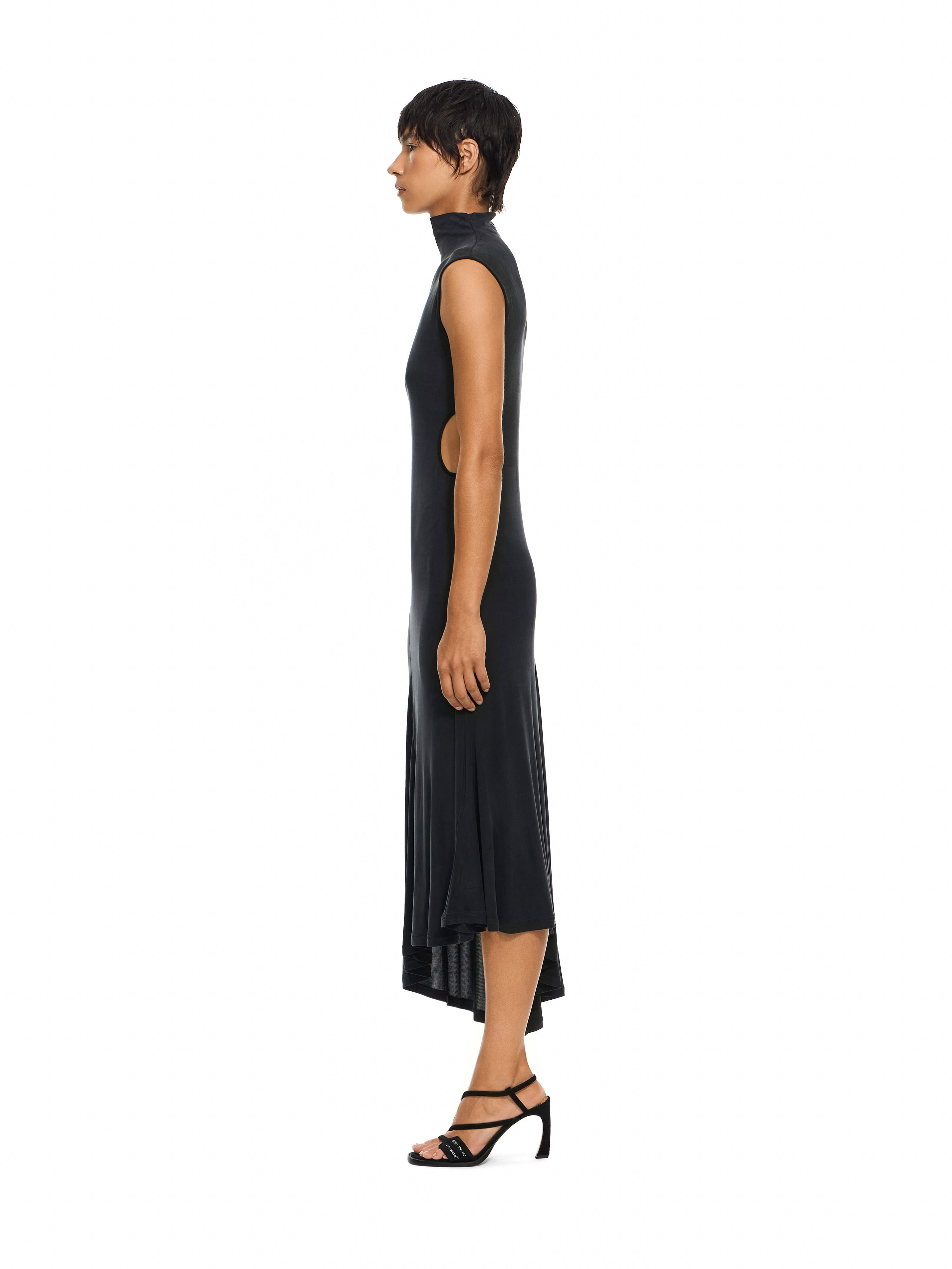 OFF WHITE Cupro Rib Meteor Asymmetric Dress Black-Black 2FU00351T
