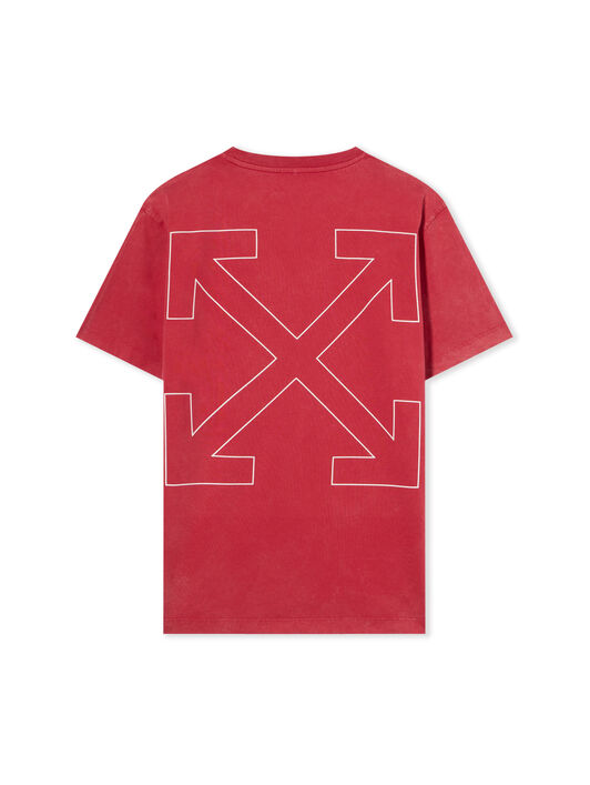 OFF WHITE Outline Arrow Logo Tee Shirt CORAL RED - WHITE OMAA027F25JER00D