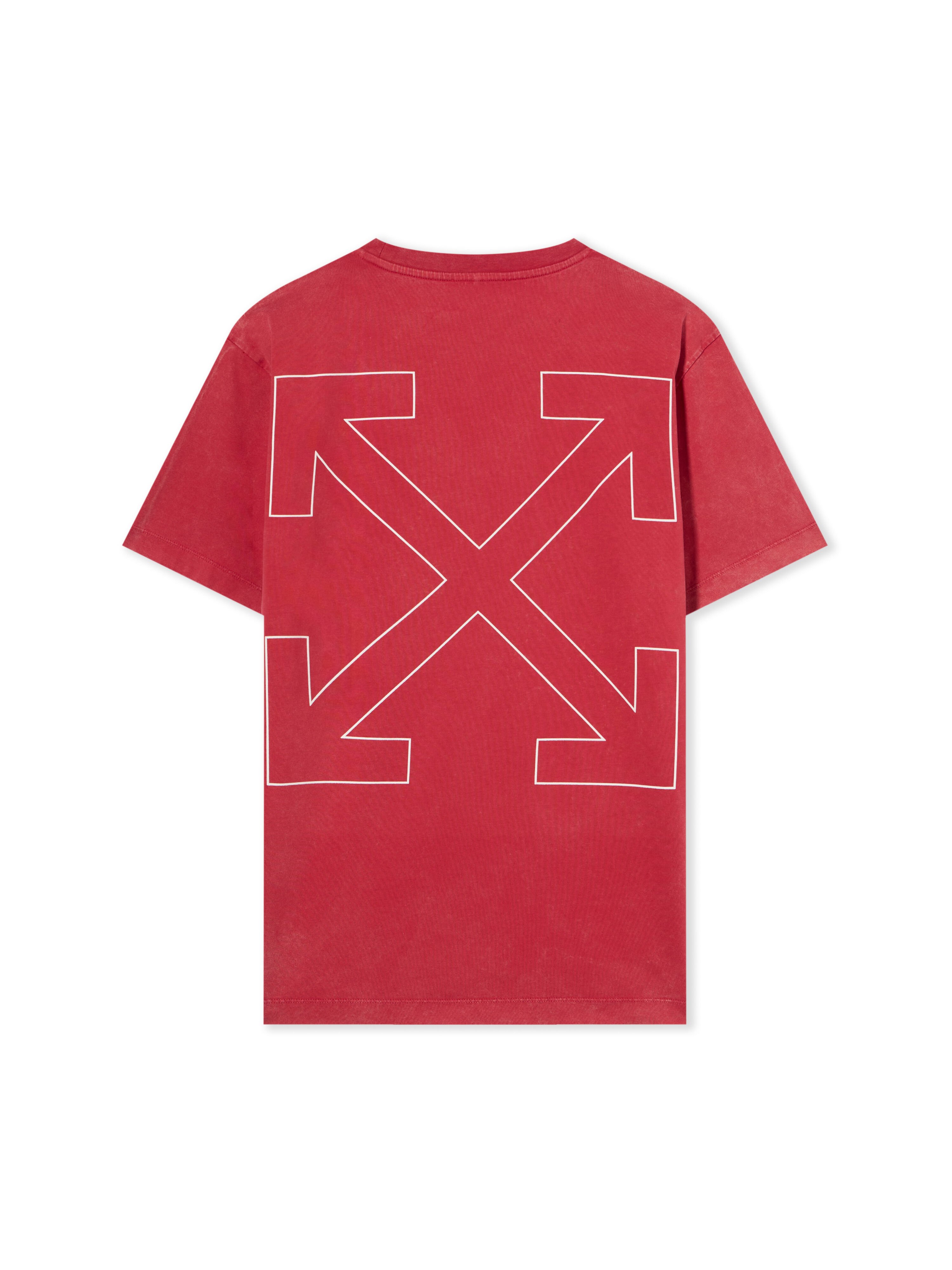 OFF WHITE Outline Arrow Logo Tee Shirt CORAL RED - WHITE OMAA027F25JER00D