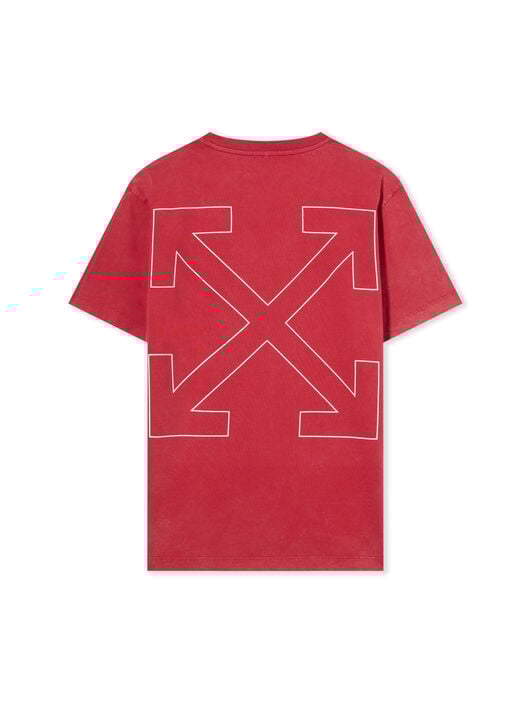 Outline Arrow Logo Tee Shirt OFF WHITE Outline Arrow Logo Tee Shirt CORAL RED - WHITE OMAA027F25JER00D