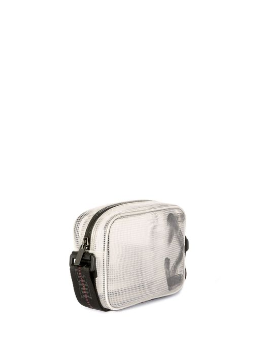 OFF WHITE Transparent/ Schwarze Ripstop Heritage Kameratasche WEISS OMNQ09AS25FAB001