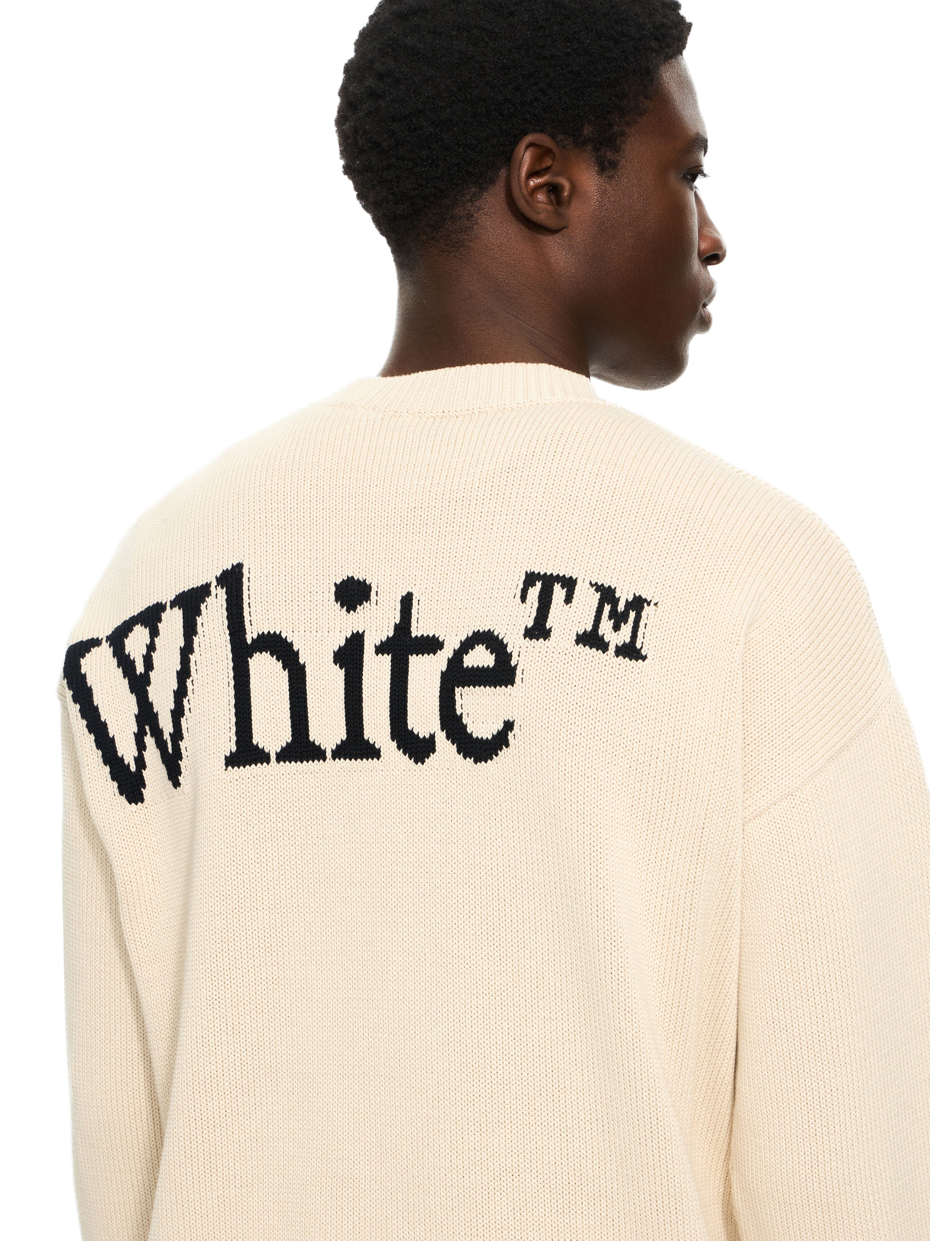 OFF WHITE Bookish Shared Cot Knit Crewneck CREAM 44MHE20QS26K001