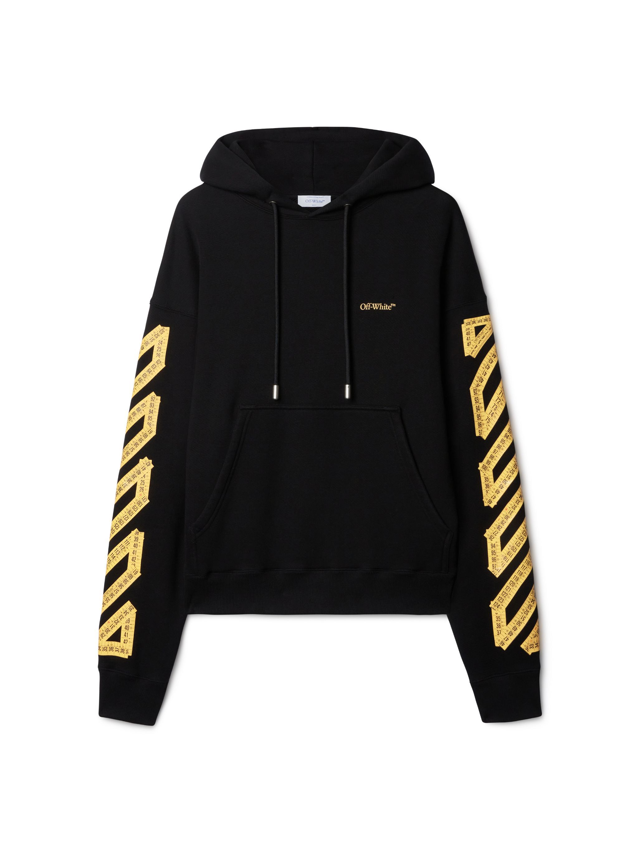 OFF WHITE Felpa Nera Con Cappuccio E Motivo Tape Arrow NERO OMBB085S25FLE00J