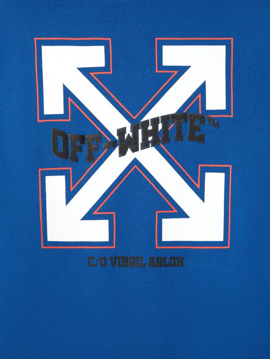 OFF WHITE Felpa Con Cappuccio E Motivo Varsity Arrow BLU OBBB001S25FLE009