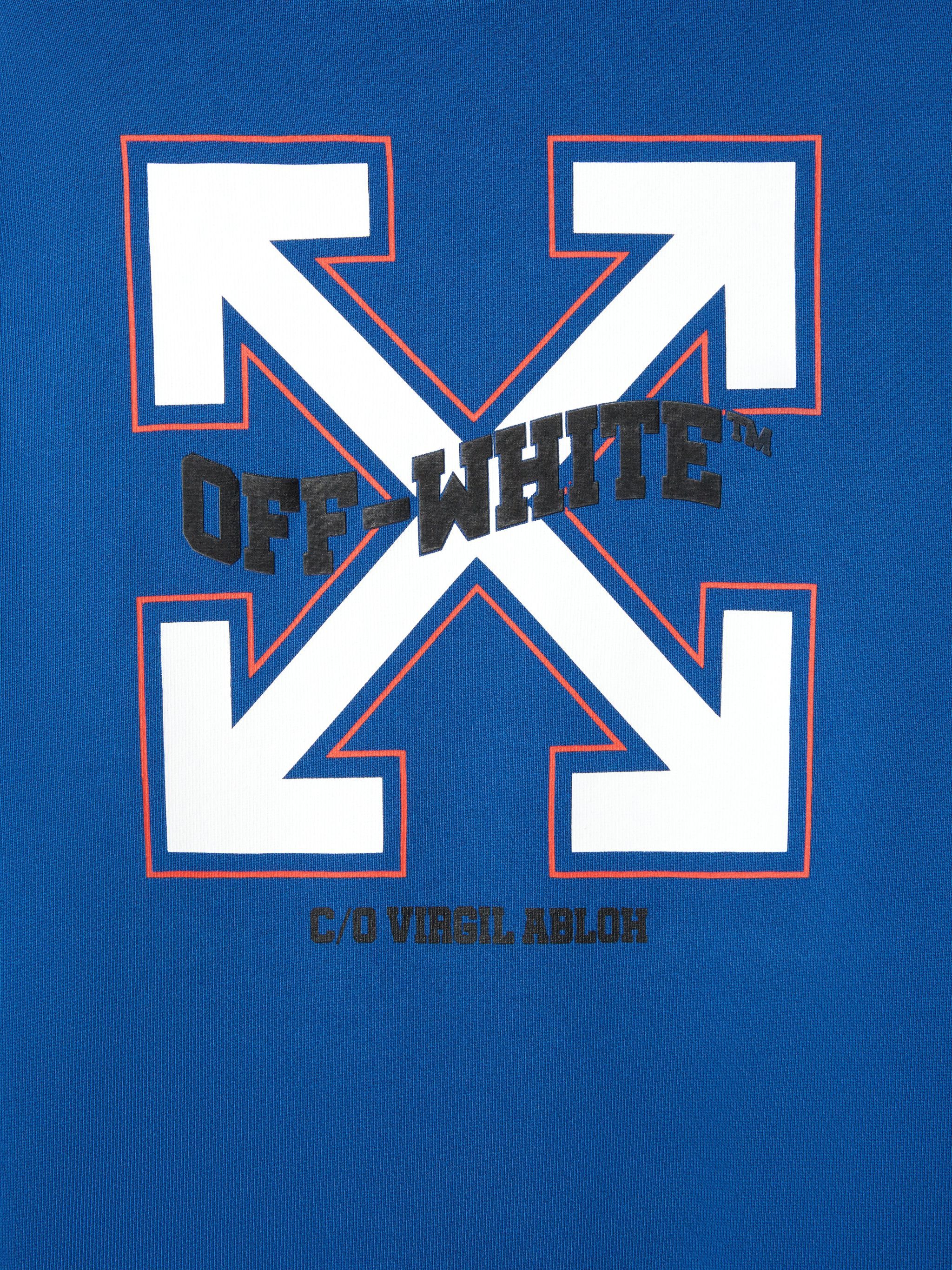 OFF WHITE Felpa Con Cappuccio E Motivo Varsity Arrow BLU OBBB001S25FLE009