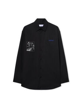 OFF WHITE Faded Painting Over Shirt BLACK - WHITE OMGE004F25FAB003