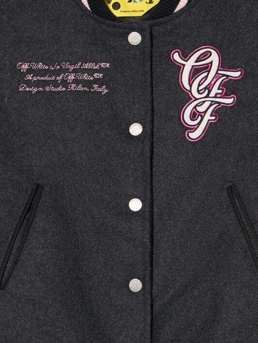 Patch Varsity Jacket OFF WHITE Patch Varsity Jacket DARK GREY - FUCHSIA OGEH001F25FAB001