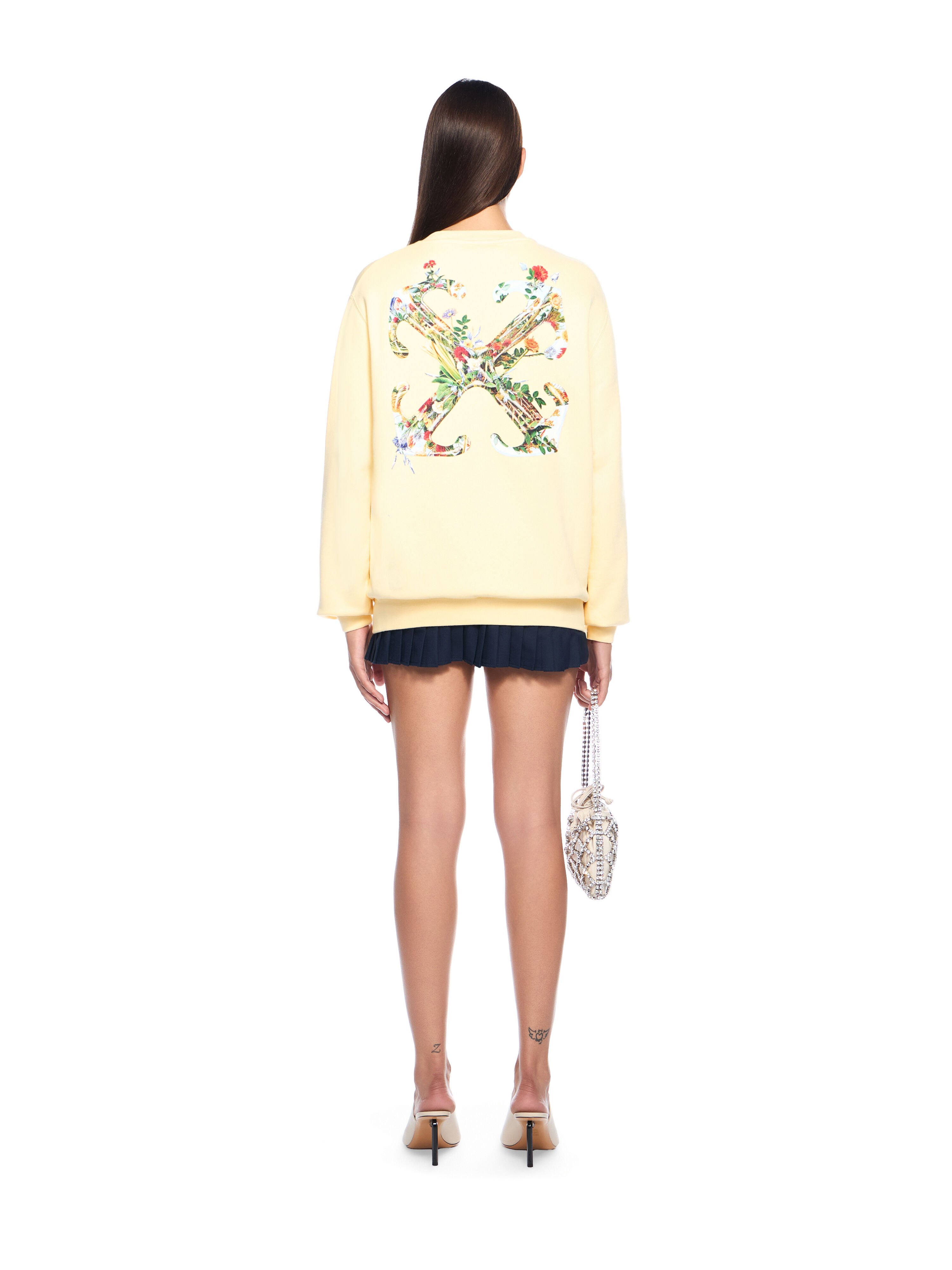 OFF WHITE Arrow Glass Flower Crewneck Logo Sweatshirt DOUBLE CREAM-BLACK OWBA055F25FLE001