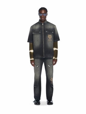OFF WHITE Denim Zip Bowling Shirt DIRTY BLACK - FROZEN DEW OMYD05QF25DEN001