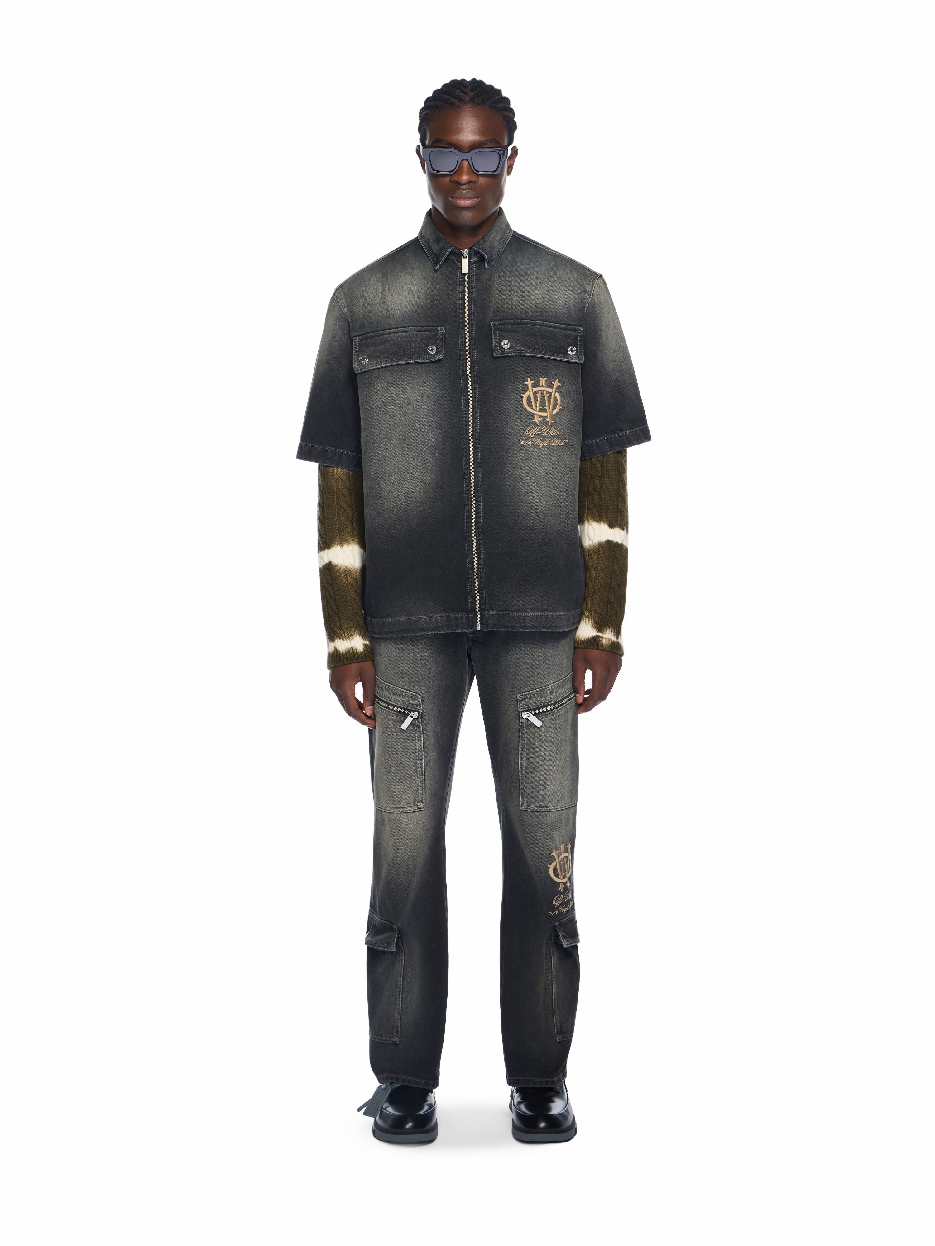 Denim Zip Bowling Shirt OFF WHITE Denim Zip Bowling Shirt DIRTY BLACK - FROZEN DEW OMYD05QF25DEN001