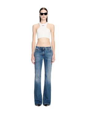 OFF WHITE White Off Stamp Ribbed Top BLUE OWYB018C99DEN001