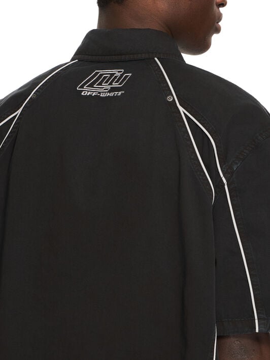 OFF WHITE Garment-Dyed Sporty Bowling Shirt BLACK 44XGG01IS26F001