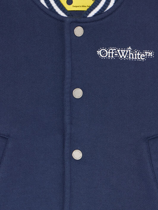 OFF WHITE Arrow Dotline Varsity Jacket NAVY BLUE - WHITE OBEH004F25FLE001