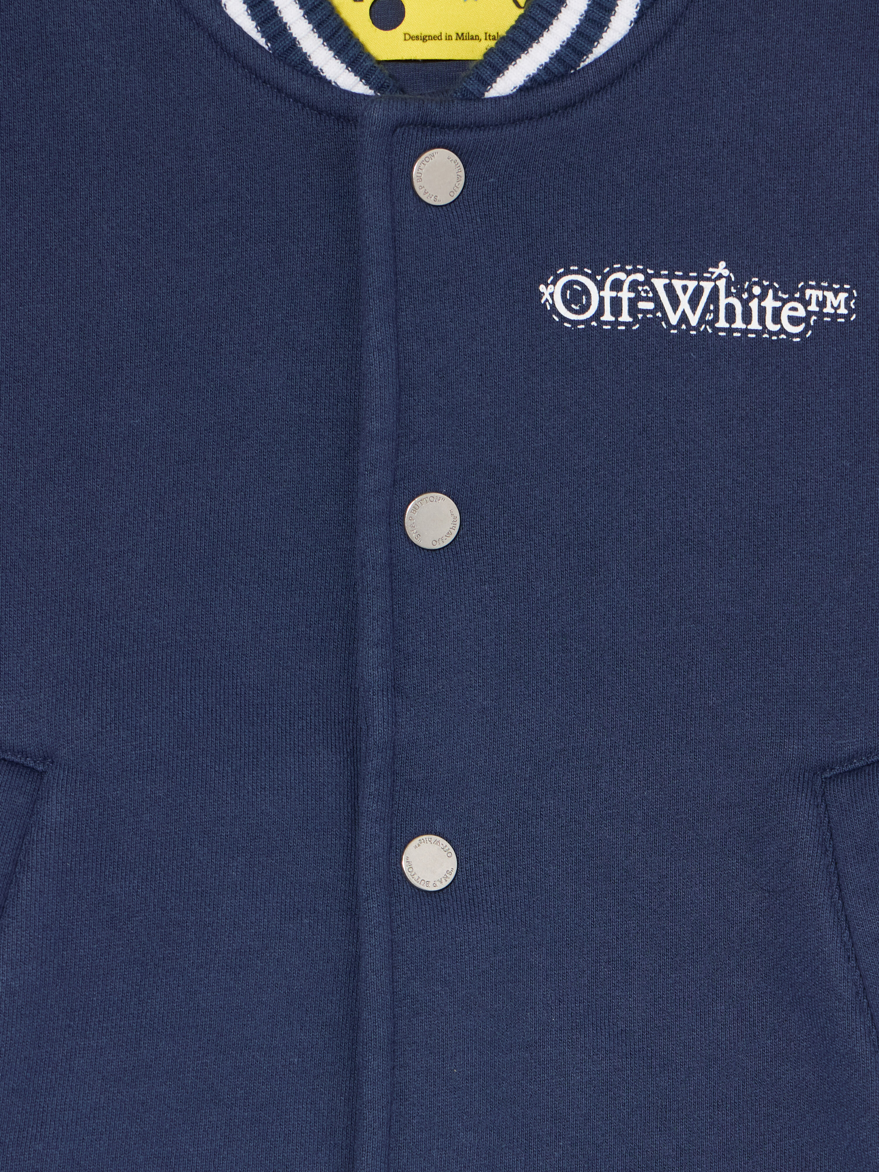 OFF WHITE Arrow Dotline Varsity Jacket NAVY BLUE - WHITE OBEH004F25FLE001