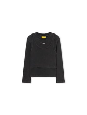 OFF WHITE Off Stamp Acid Wash Rib Top DARK GREY - WHITE OGAB00BF25JER001