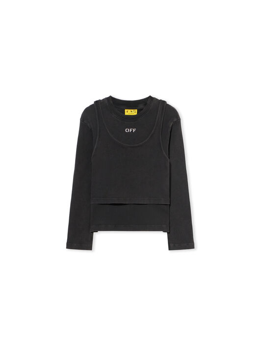 OFF WHITE Off Stamp Acid Wash Rib Top DARK GREY - WHITE OGAB00BF25JER001
