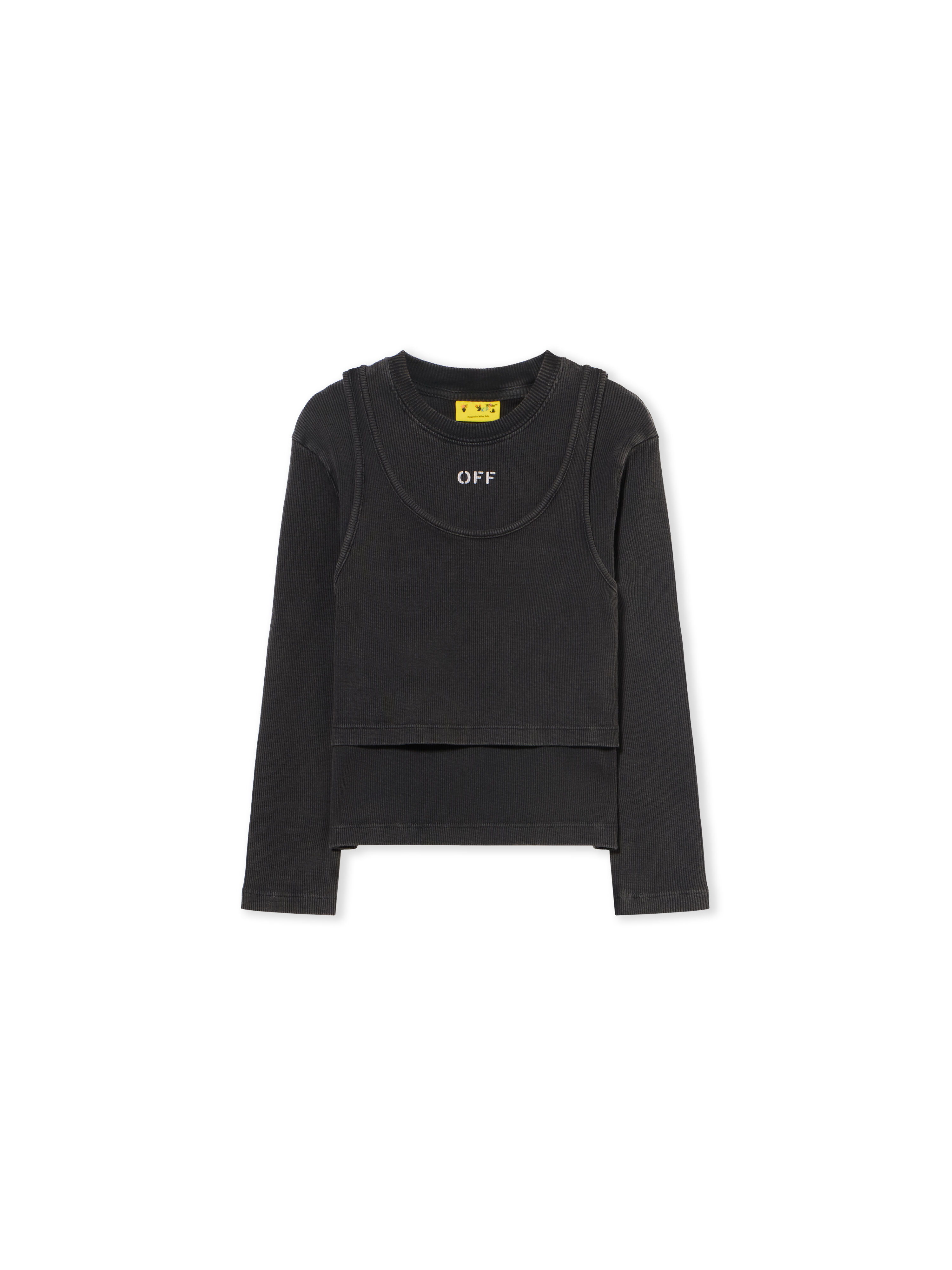 OFF WHITE Off Stamp Acid Wash Rib Top DARK GREY - WHITE OGAB00BF25JER001