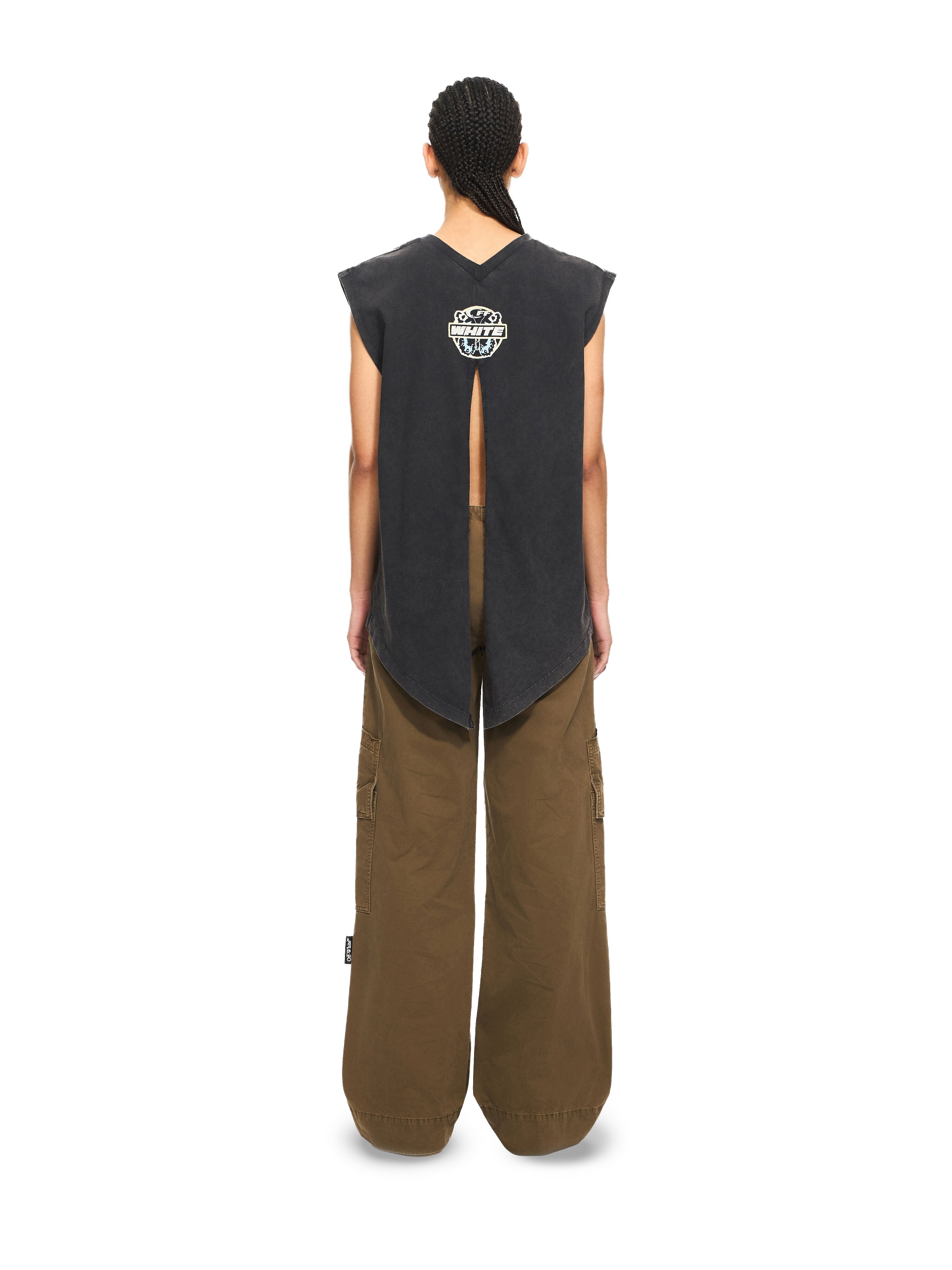 OFF WHITE Butterfly Patch Open Back Tank Top Marble Black-White 2AC019S26JER001