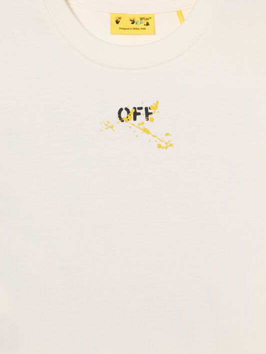 OFF WHITE Diagonal Splat Logo T-Shirt WHITE - YELLOW OBAA002F25JER00A