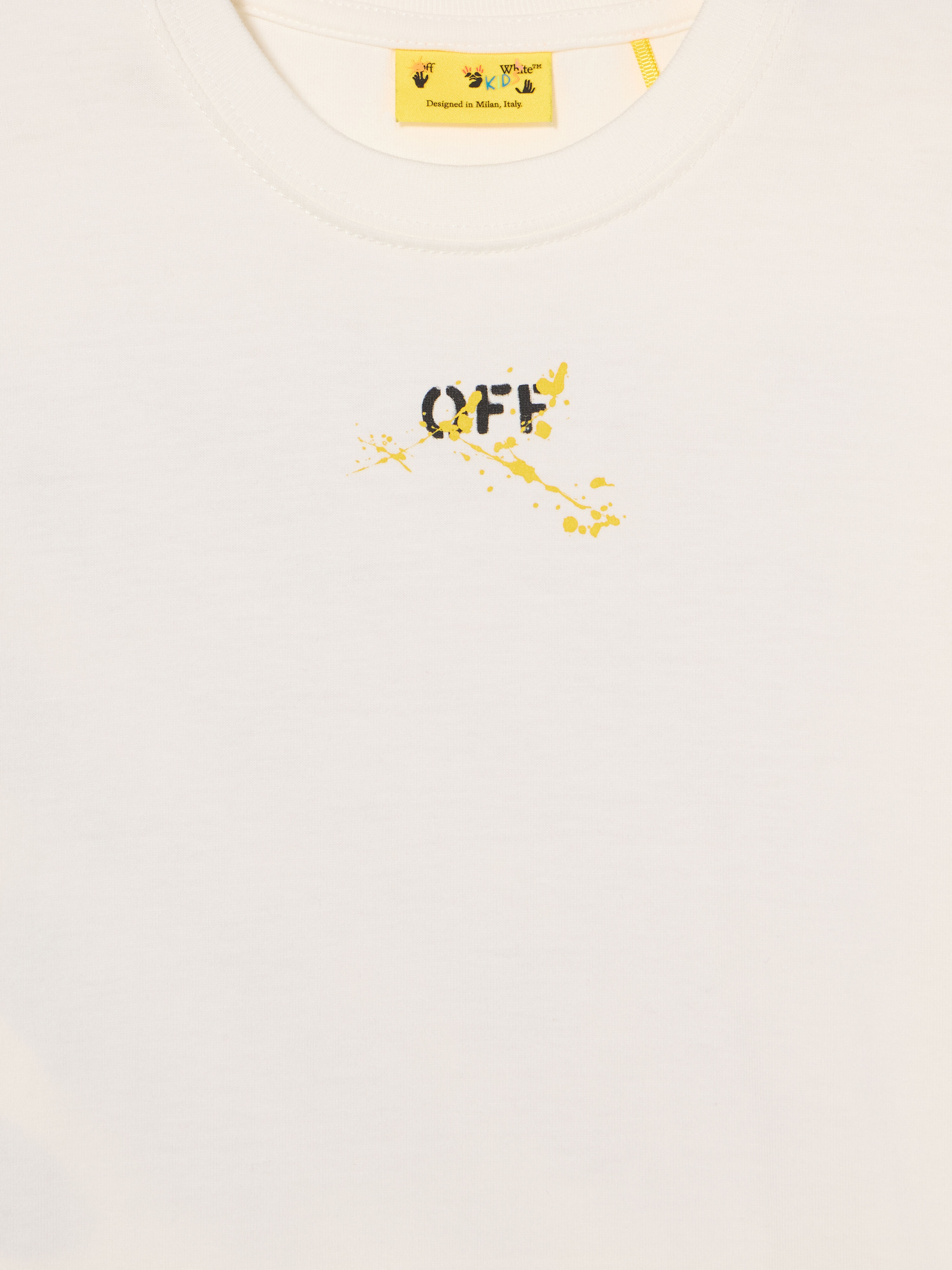OFF WHITE Diagonal Splat Logo T-Shirt WHITE - YELLOW OBAA002F25JER00A