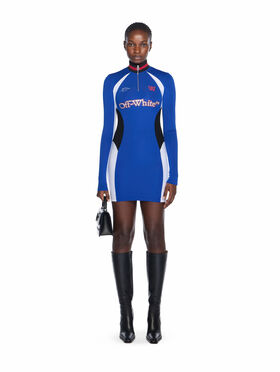 OFF WHITE Tech Jersey Mini Dress ELECTRIC BLUE-WHITE OWDB559F25JER001