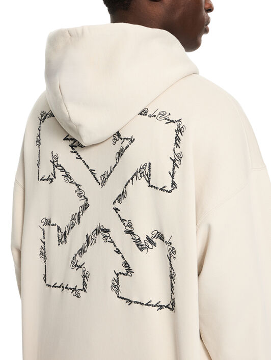 OFF WHITE Script Arrow Diagonal Skate Hoodie PUMICE STONE 44MBB085S26F004