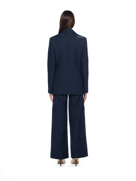 OFF WHITE Gabardine Label Tomboy Jacket BLUE IRIS-CREAM OWEF099F25FAB001