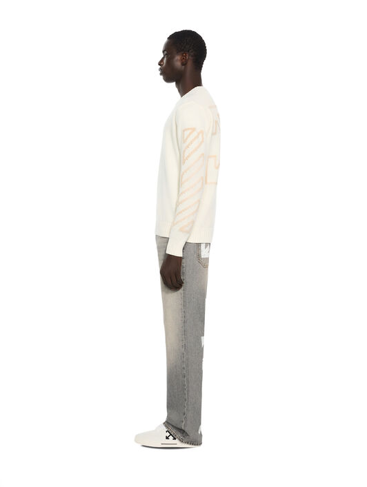 Diagonal Arrow Fuzzy Knit Crewneck OFF WHITE Diagonal Arrow Fuzzy Knit Crewneck CREAM 44MHE087F26K001