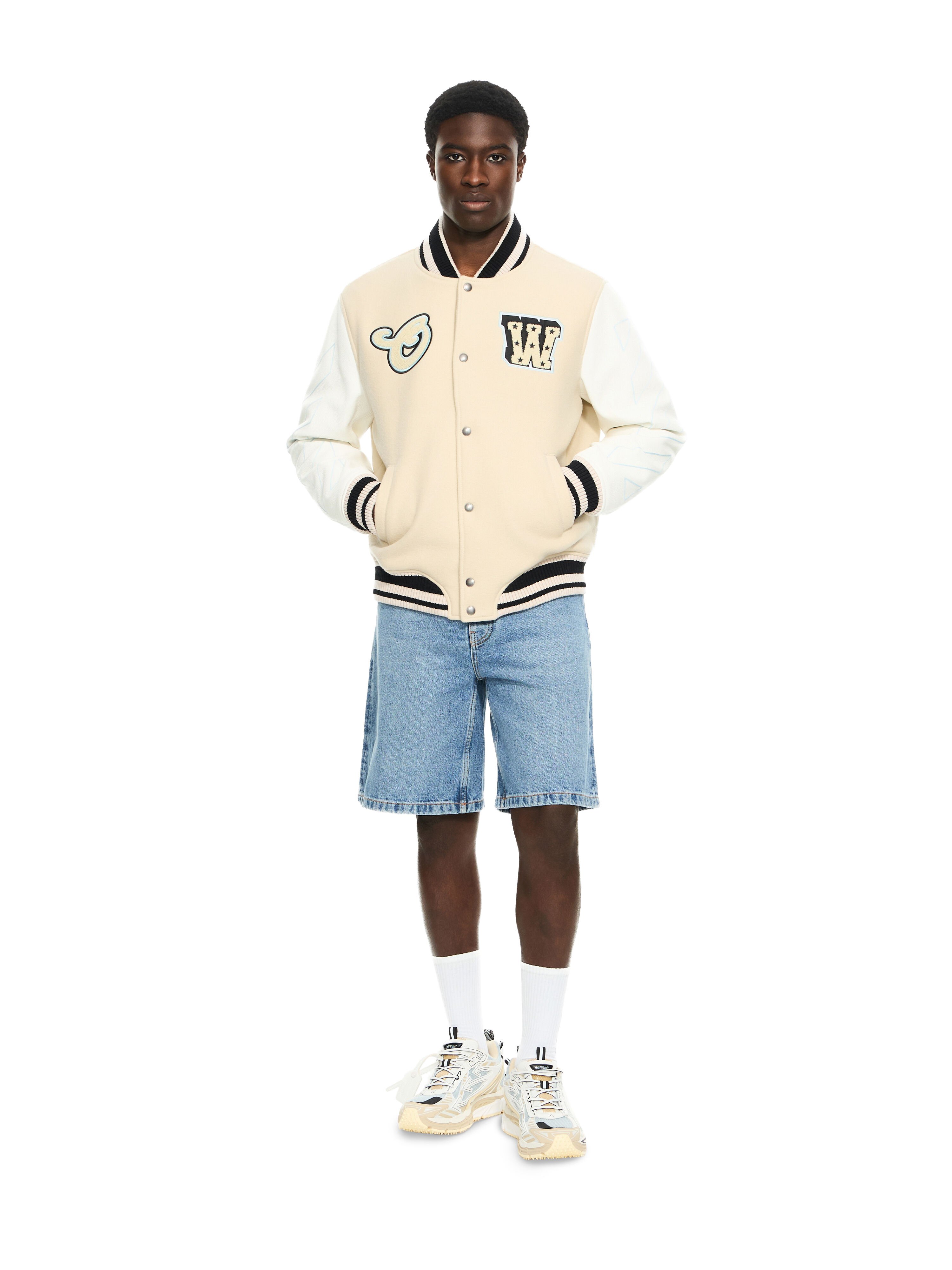 OFF WHITE Star Logo Varsity Jacket CREAM 44XJA122S26L002