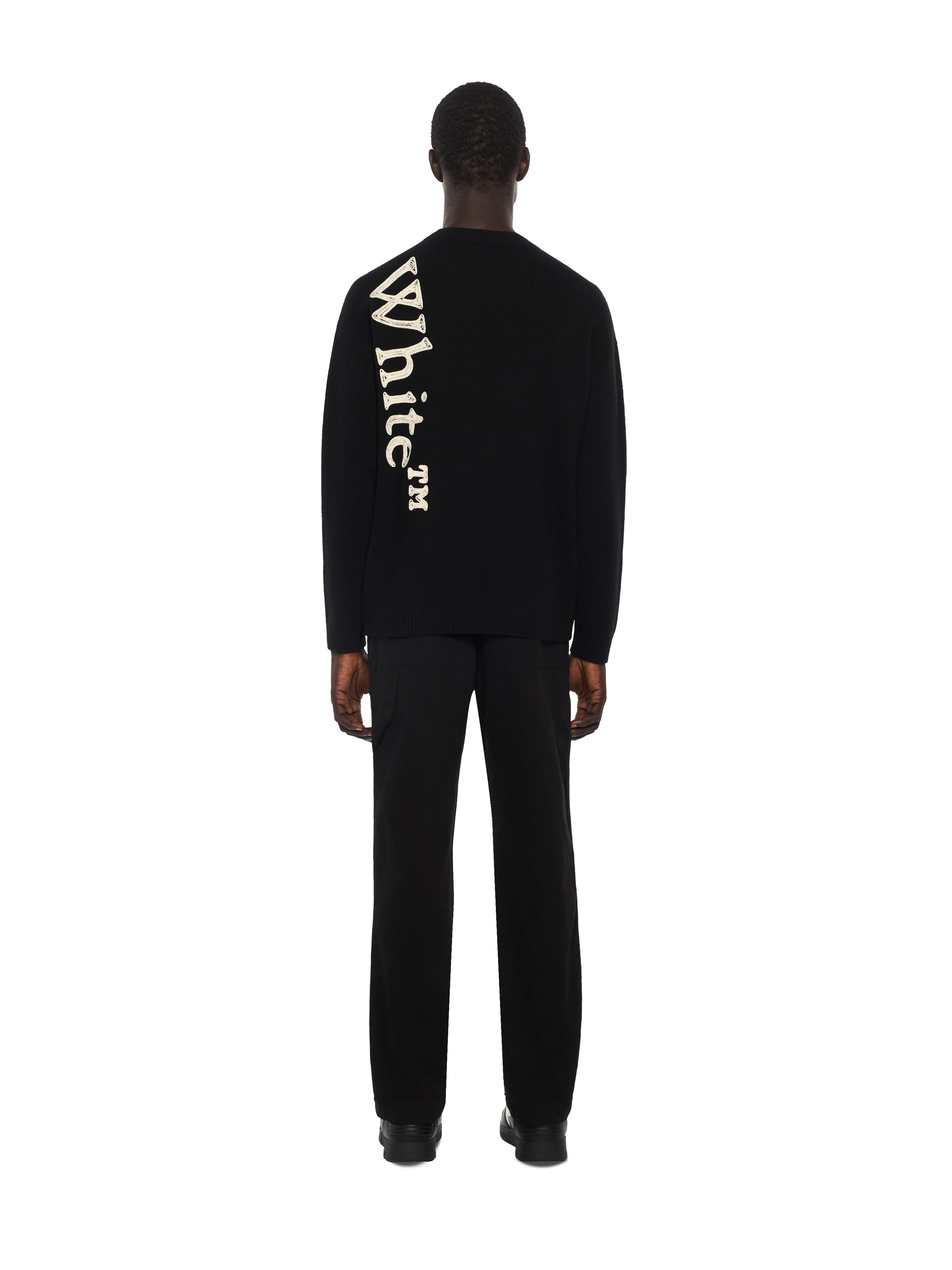 OFF WHITE Vertical Bookish Crewneck Sweater BLACK 44MHE213F26K001
