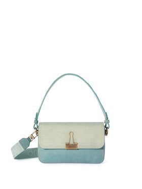 OFF WHITE Binder Soft M  Denim Leather Light Blue BLACK OWNN18BC99LEA001