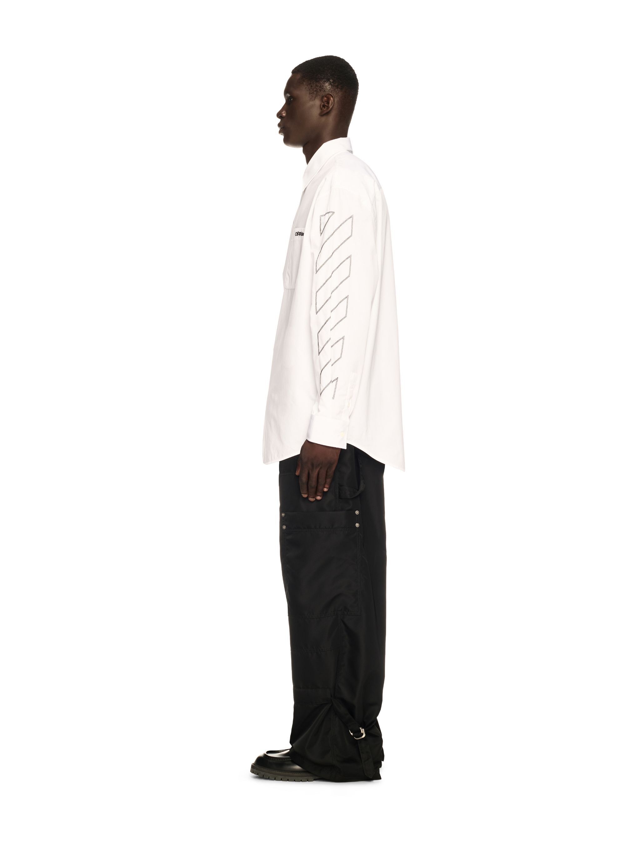 OFF WHITE White Diagonal Outline Overshirt WHITE OMGE004S25FAB002