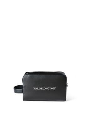 OFF WHITE Quote Bookish Toiletry Pouch BLACK OMNS028C99LEA001