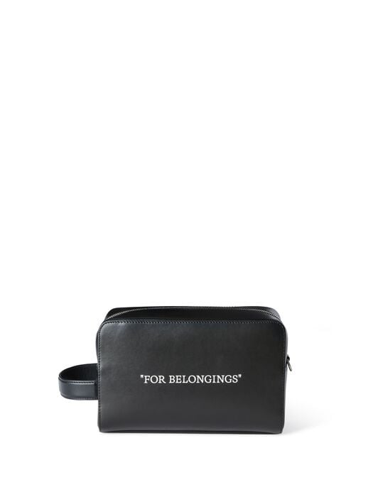 OFF WHITE Quote Bookish Toiletry Pouch BLACK OMNS028C99LEA001
