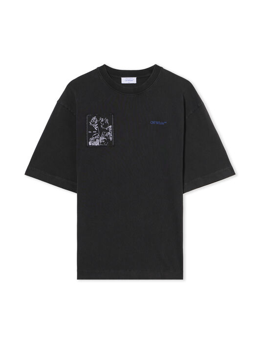 OFF WHITE Faded Painting Skate Logo T-Shirt VINTAGE BLACK - BLUE OMAA120F25JER00S
