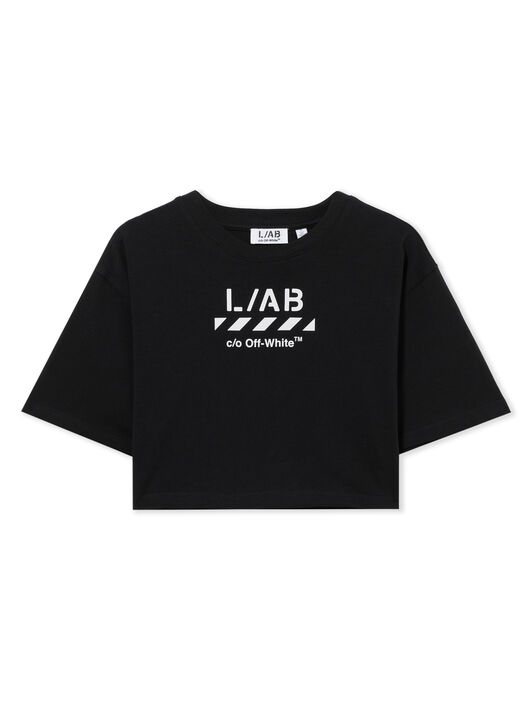 LAB L/AB Diagonal Crop T-Shirt Black Night LABF2639A00037T