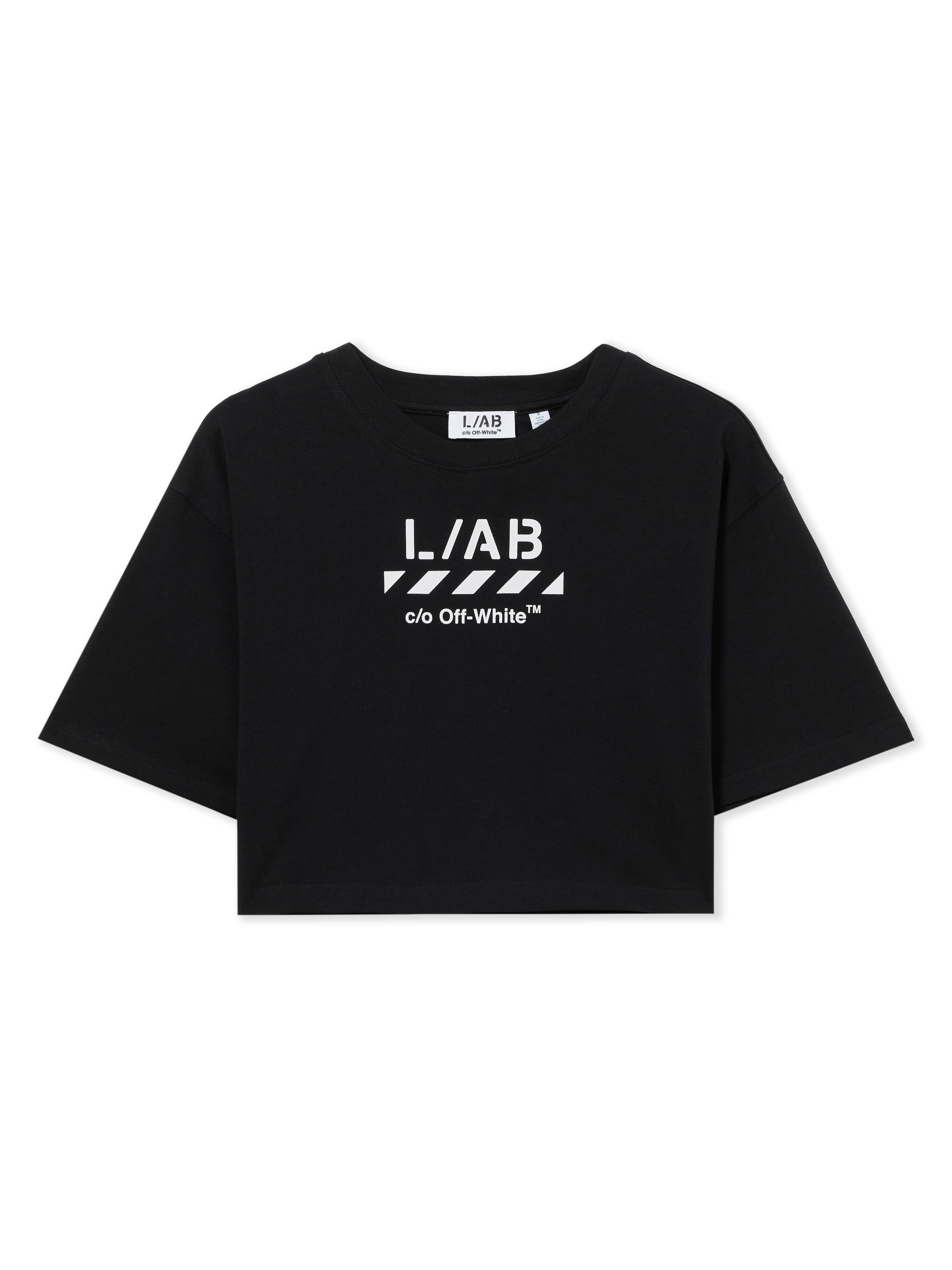 LAB L/AB Diagonal Crop T-Shirt Black Night LABF2639A00037T