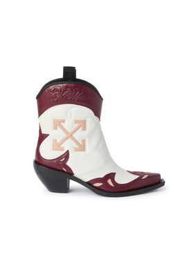 OFF WHITE Santiago Texan Ankle Boots OFF WHITE/BURGUNDY OF06091101